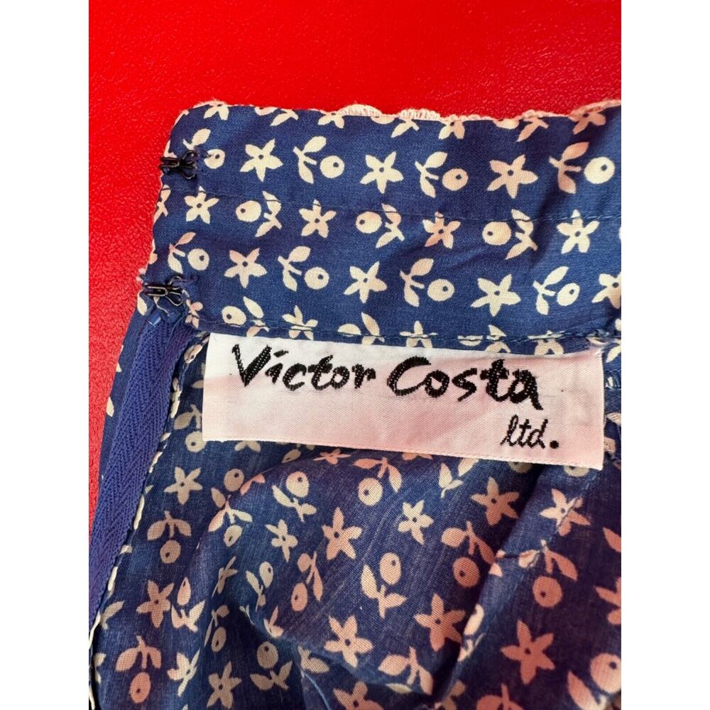Vintage Victor Costa Calico Lace Cotton Hippie Mazi Dress Size XS to S - Picture 2 of 16